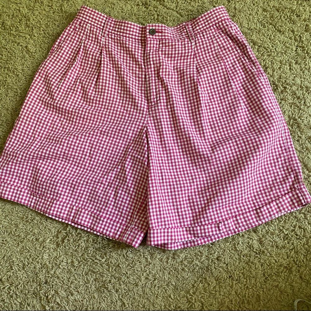 Liz Sport - Pink & White Gingham Shorts Sz 28